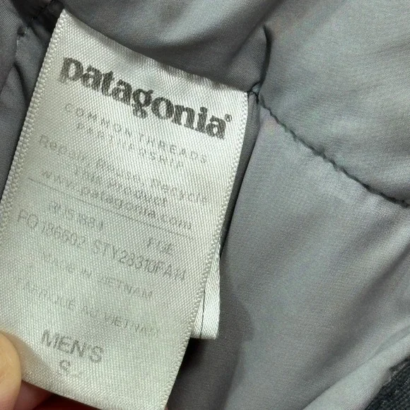 Patagonia Jacket Men's Small Gray Quilted Goose Down Parka Outdoors Hiking Gorp - Picture 9 of 12